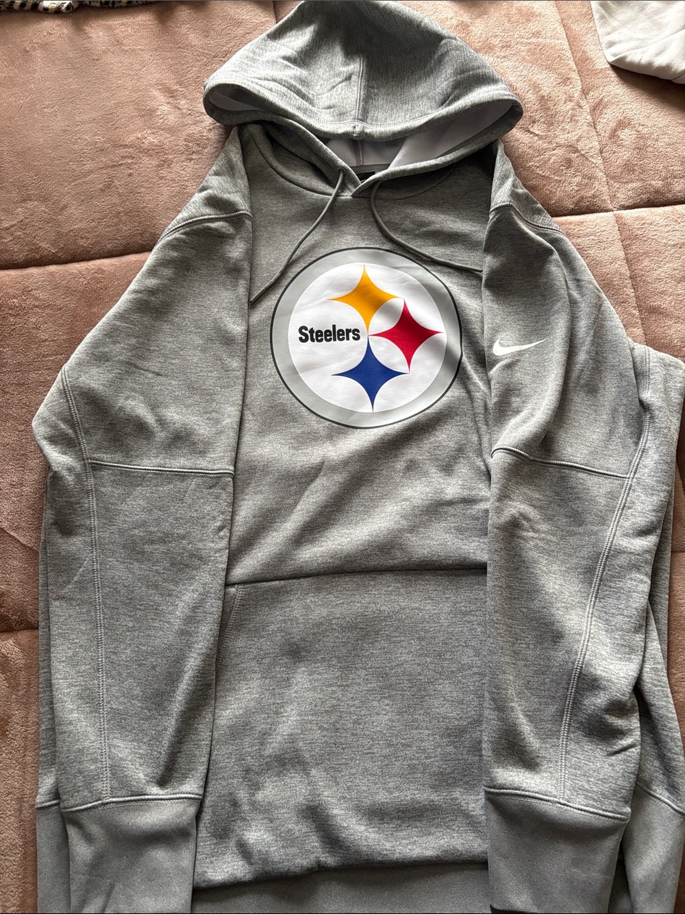 Nike Gray Steelers Logo Pullover Hoodie with Yellow Red Blue Accents